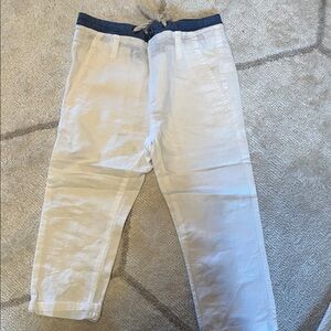 Janie and Jack White Chinos with Blue Waistband